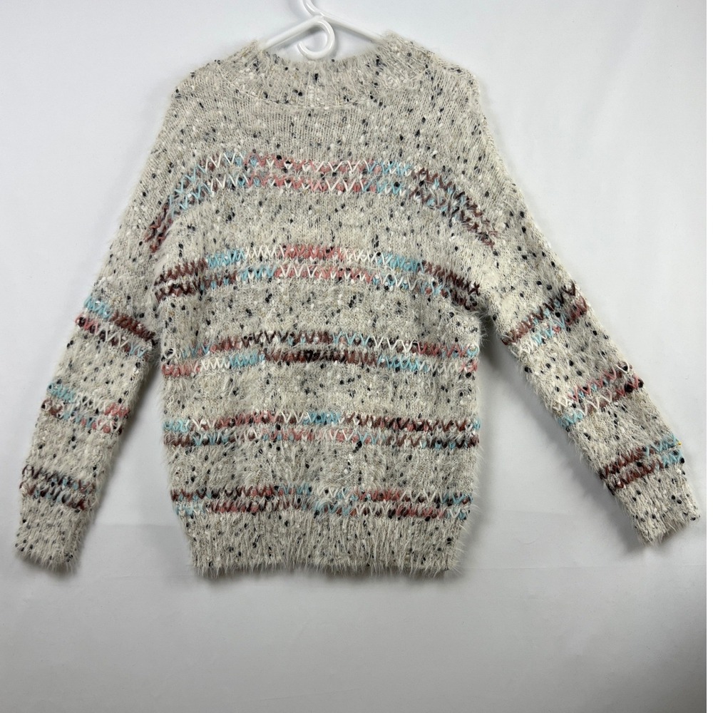 Raga Anthropologie Fuzzy Eyelash Knit Sweater Womens Small Multicolor Striped